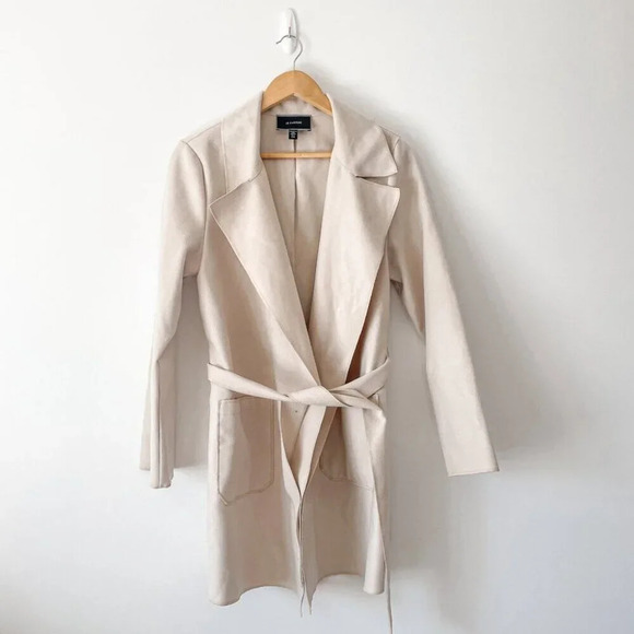Le Chateau Open Front Long Line Duster Cardigan Coat Off White Cream Size Small - Picture 3 of 8